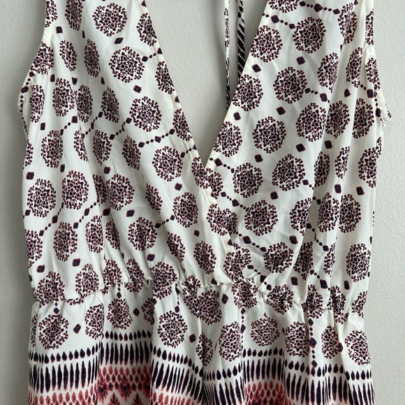 ILLA ILLA Womens Sleeveless Short Romper White Pink Tie Back Size Large - Picture 4 of 12